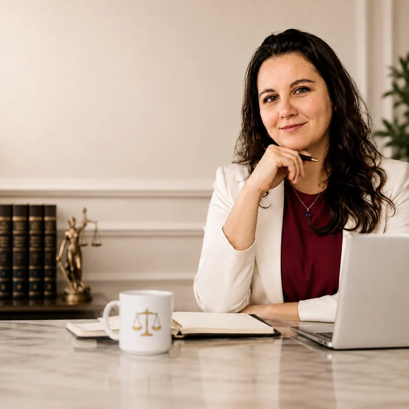 Karina Gómez, abogada, retrato cercano